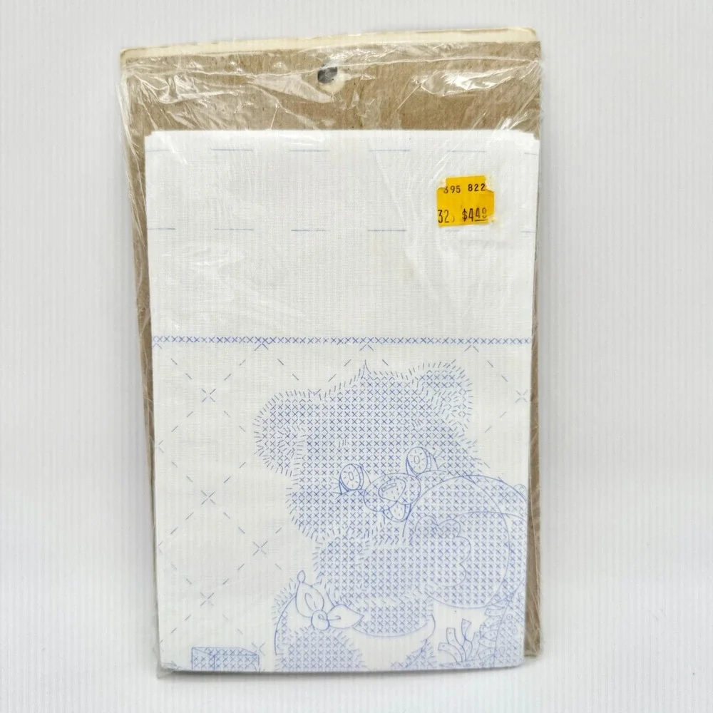 Bucilla Bedtime Bear Stamped Pillow Sham #63608 Vintage 1992 Crossstitch Pattern